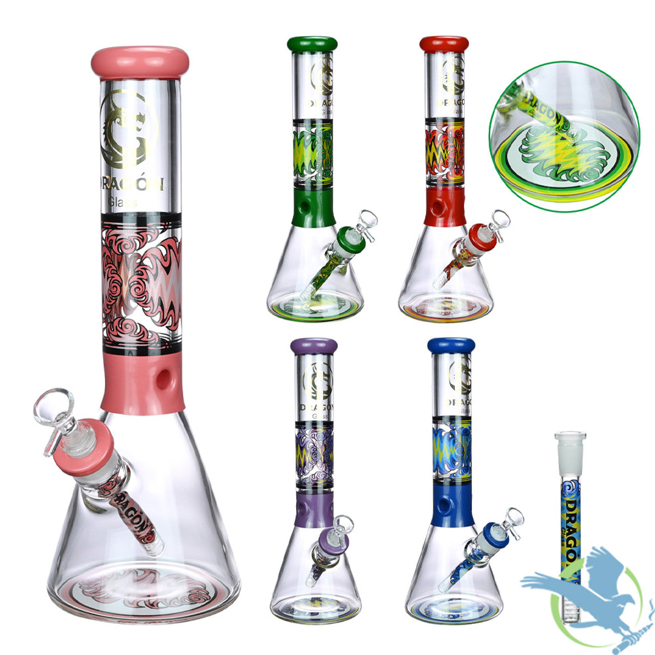 Glass Water Pipe Beaker Base Design With Ice Catcher & Diffused Downstem - 1066 Grams - 14 Inches - Assorted Colors